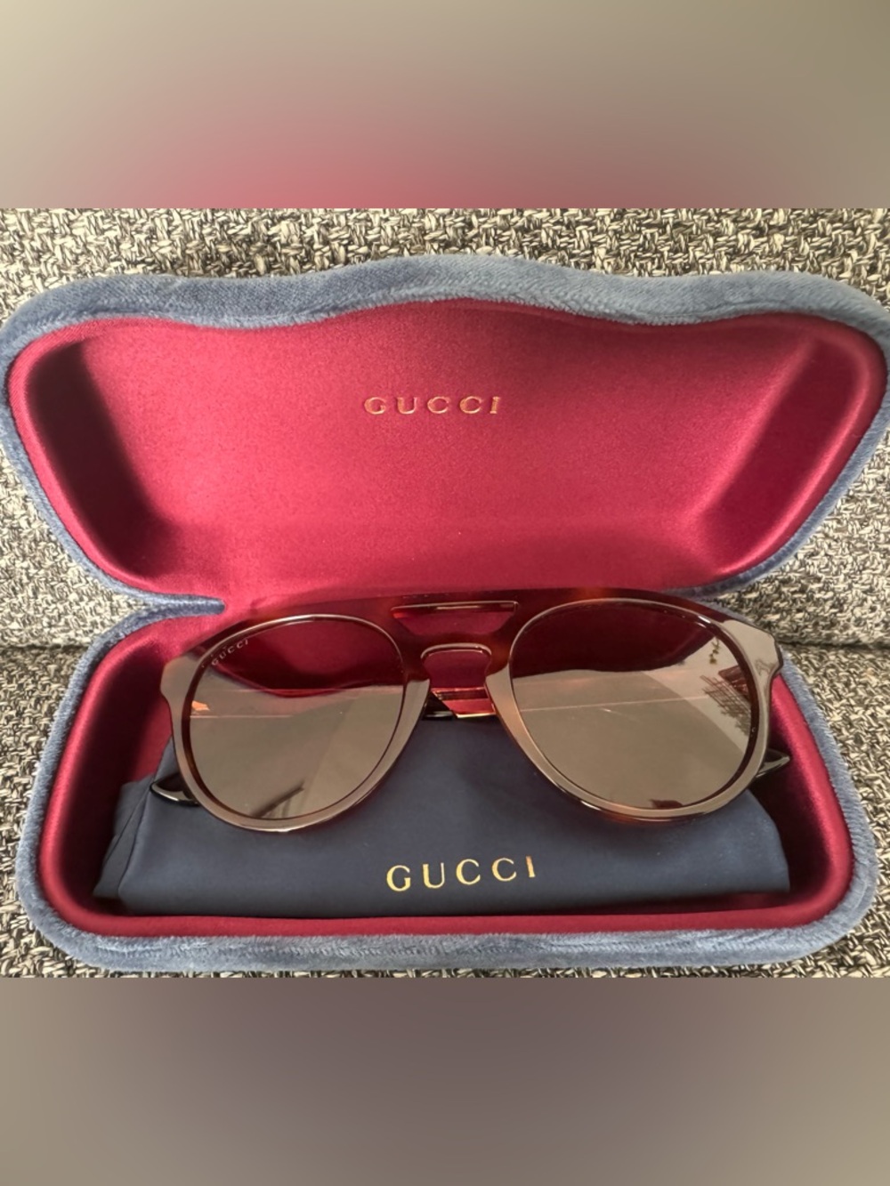 Gucci Brown Tortoise Round Sunglasses
